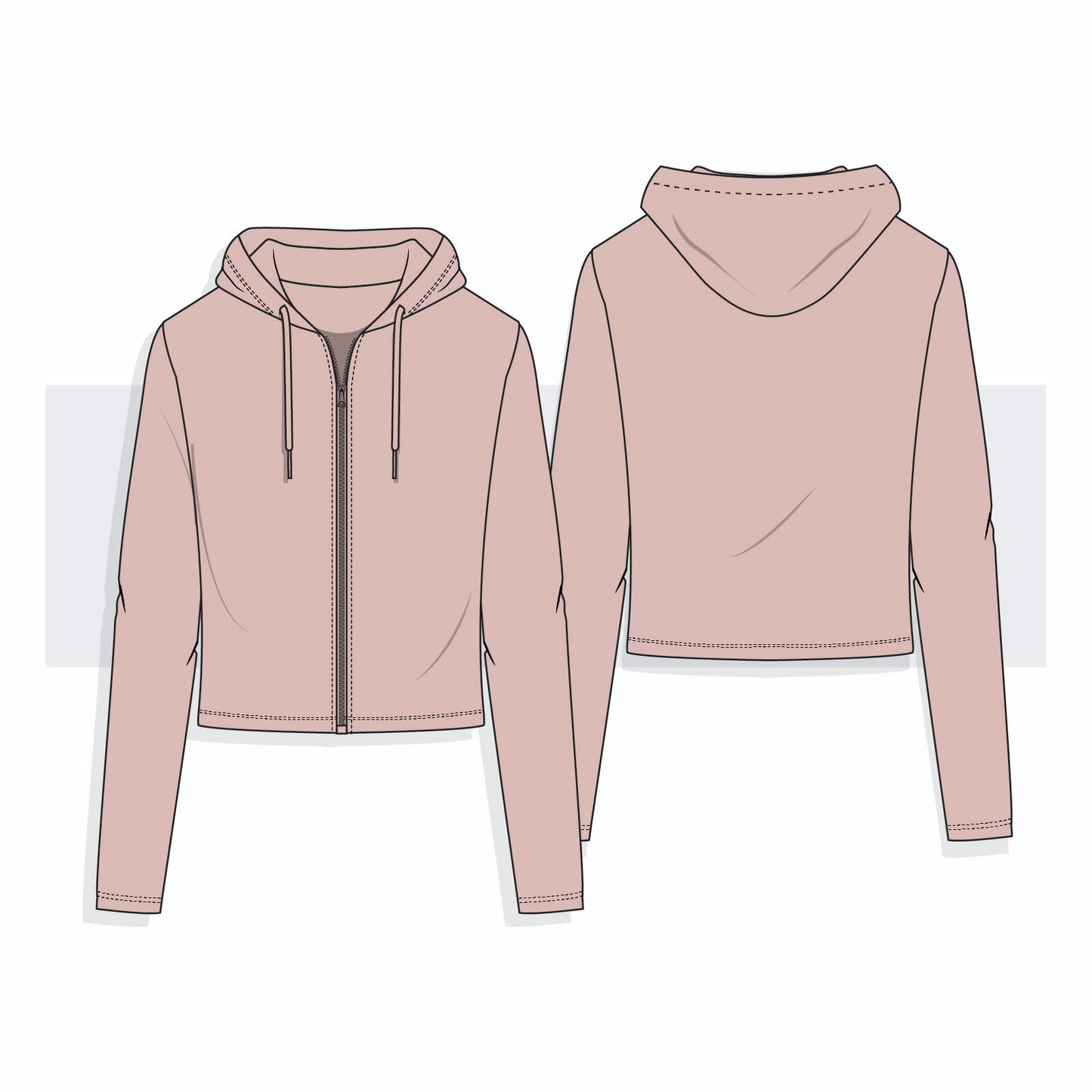 Cropped Zip-Up Hoodie Fashion Flat