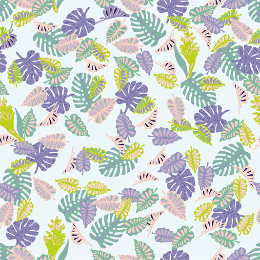 Tropical Monstera Seamless Pattern – Cute Pastel Cheese Leaf Vector for Textile & T-Shirt Print