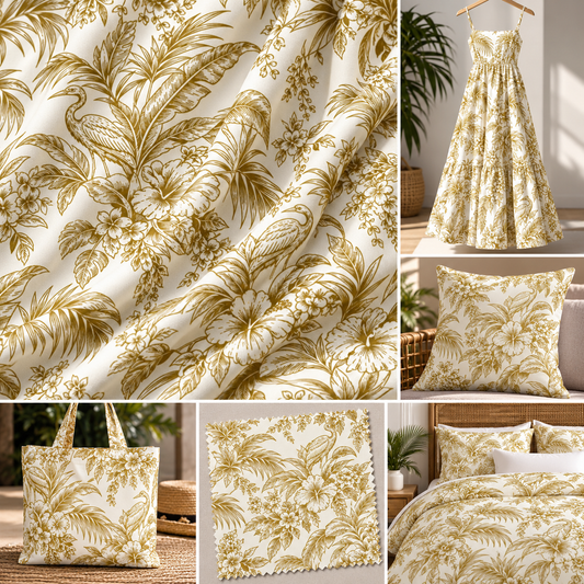 Tropical Jungle Toile Seamless Pattern Illustration