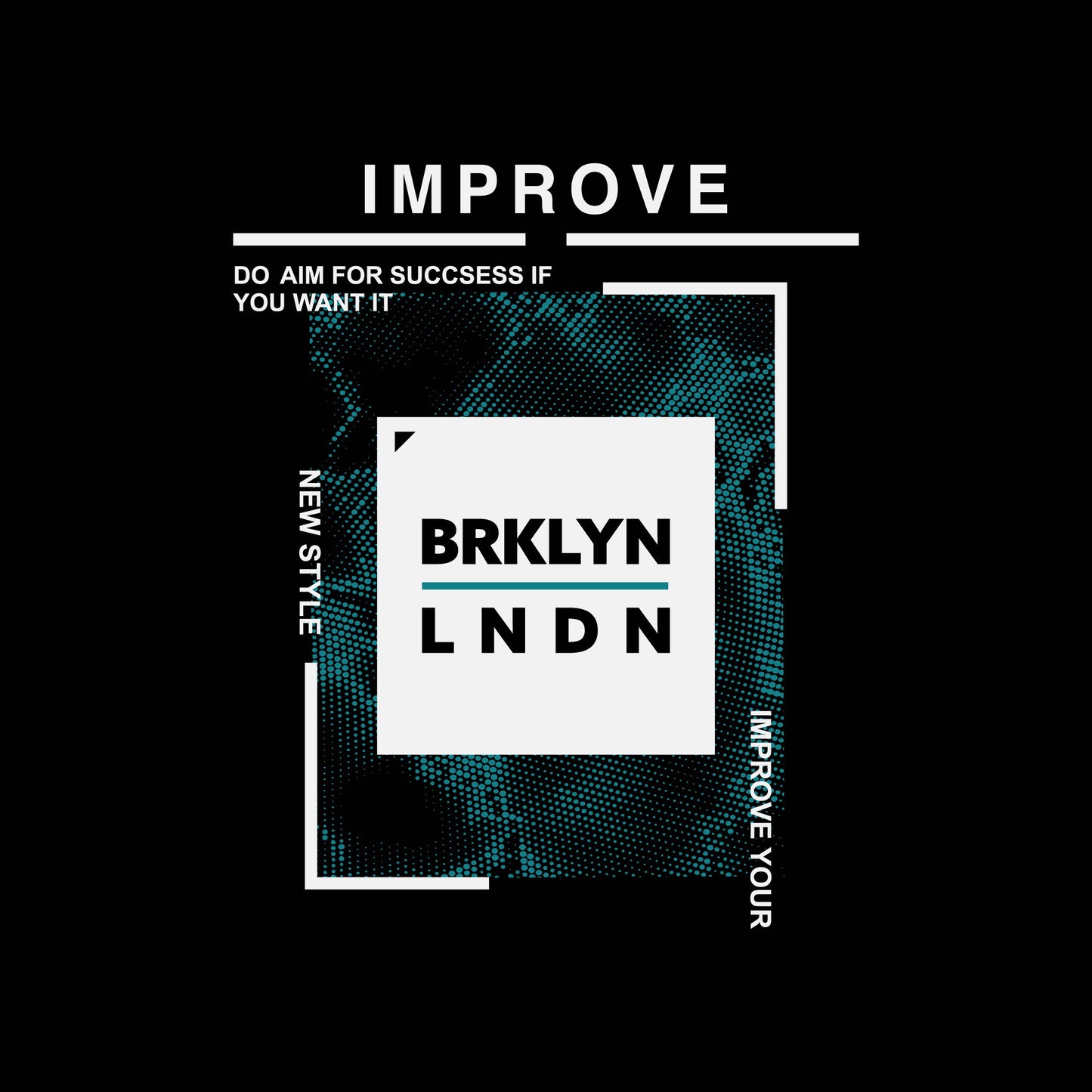 BRKLYN LNDN Halftone Vector Artwork for Men's Graphic T-shirt