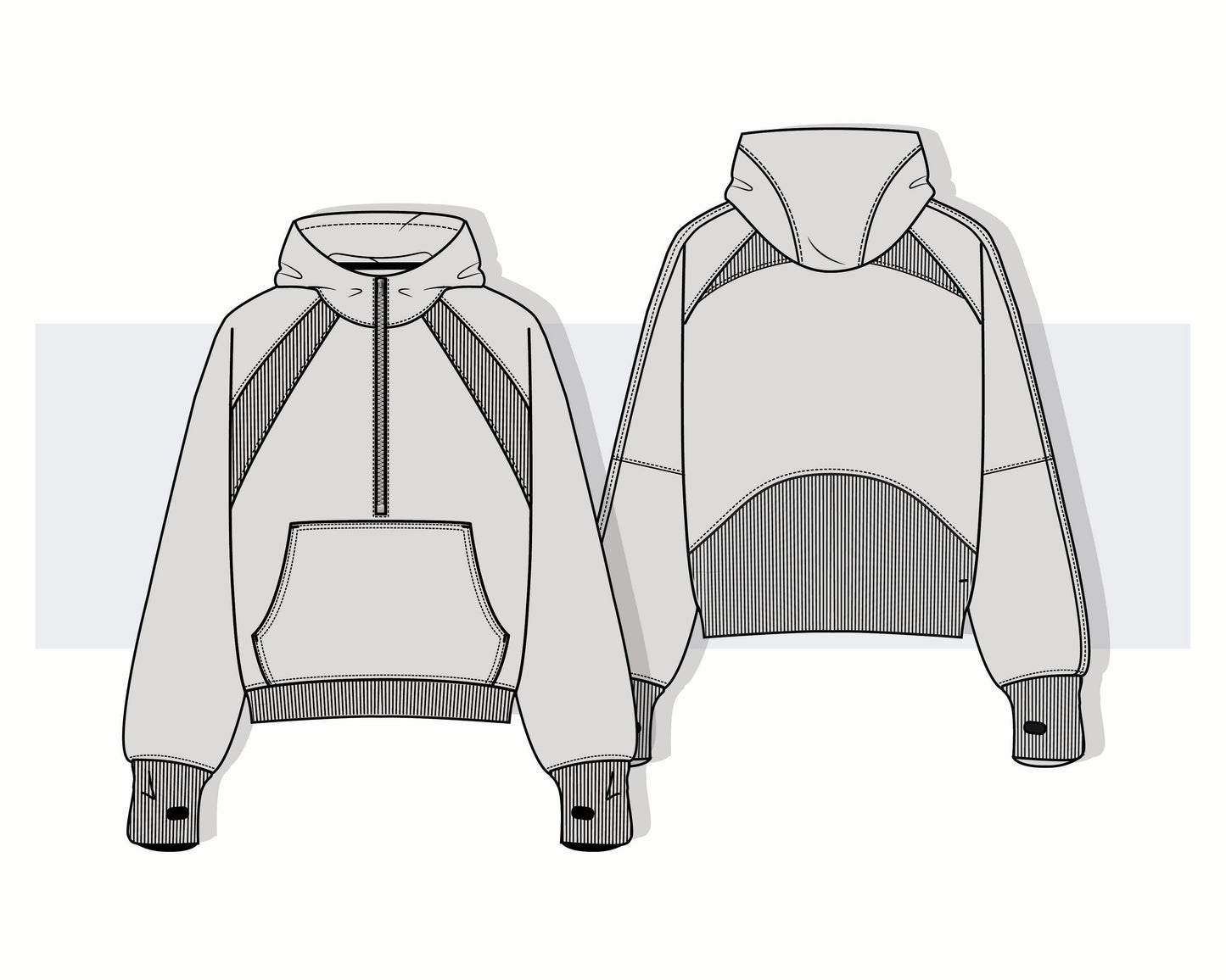 Fully Editable Half-Zip Performance Hoodie CAD