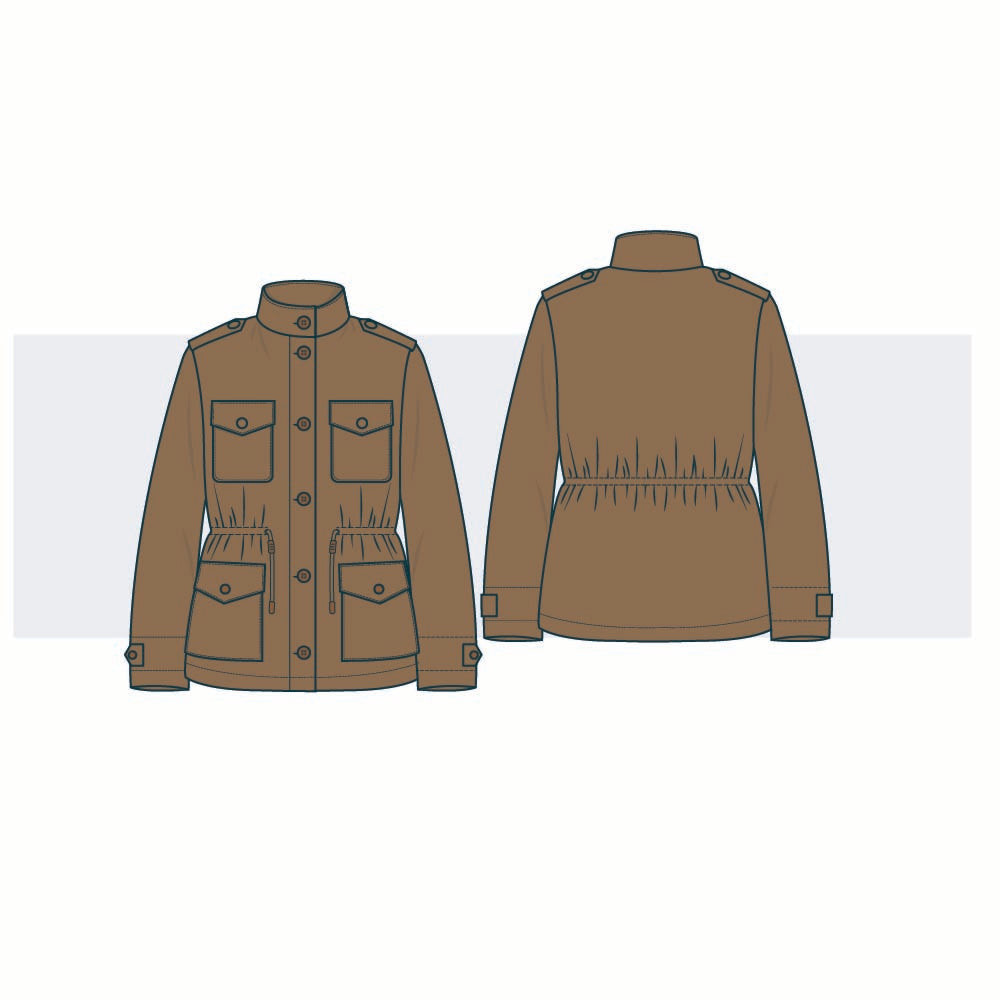 Women’s Field Utility Jacket Fashion Flat Vector Template