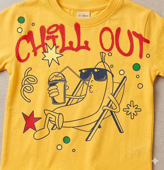 "Chilling Banana" Streetwear Graphic – Digital Illustration for Boys' Apparel