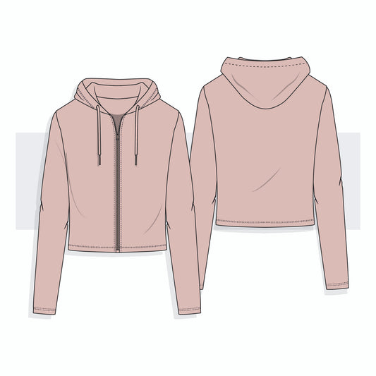 Cropped Zip-Up Hoodie Fashion Flat