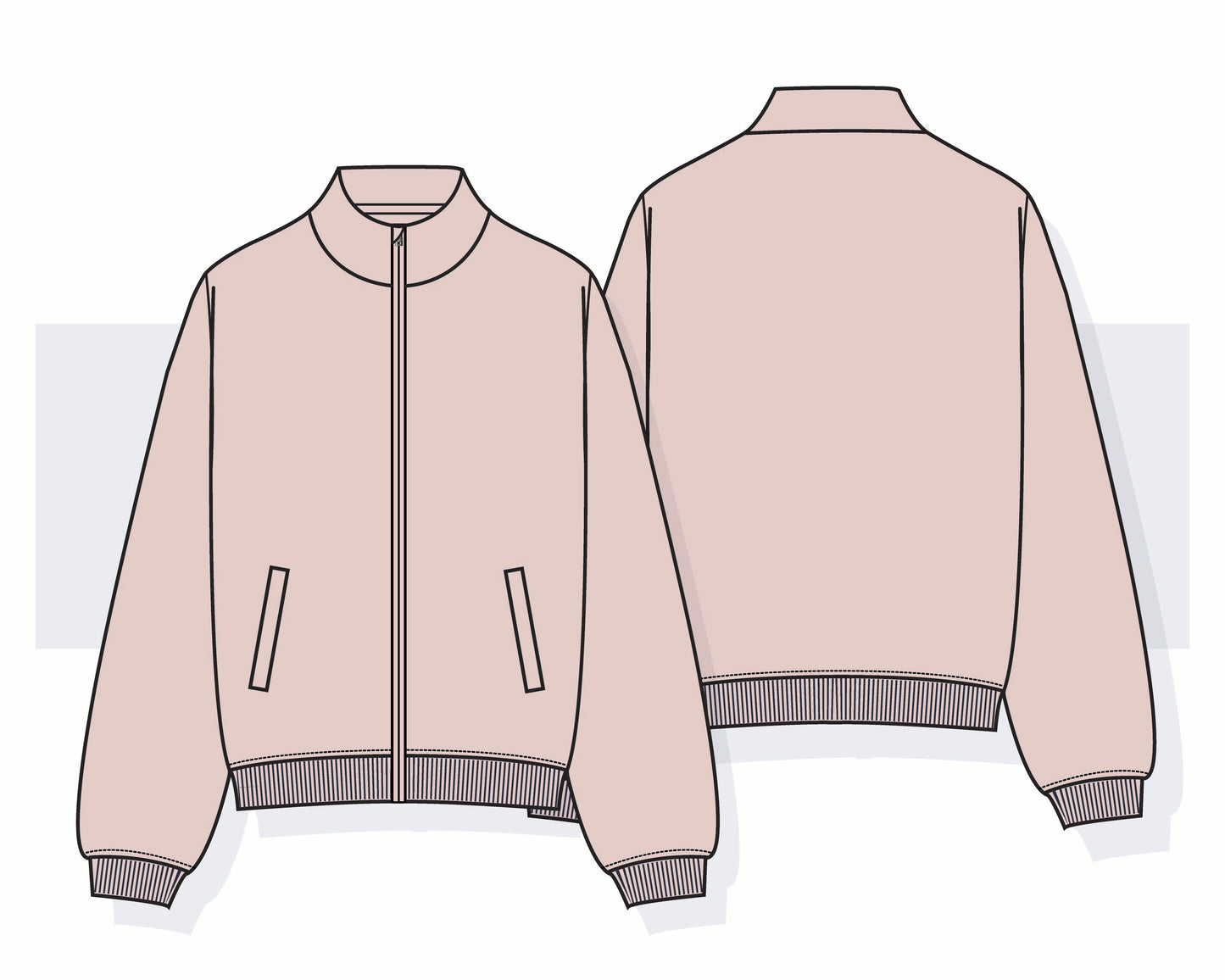 Women's Mock Neck Zip-Up Track Jacket Vector Template
