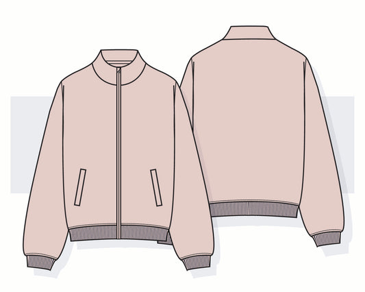 Women's Mock Neck Zip-Up Track Jacket Vector Template