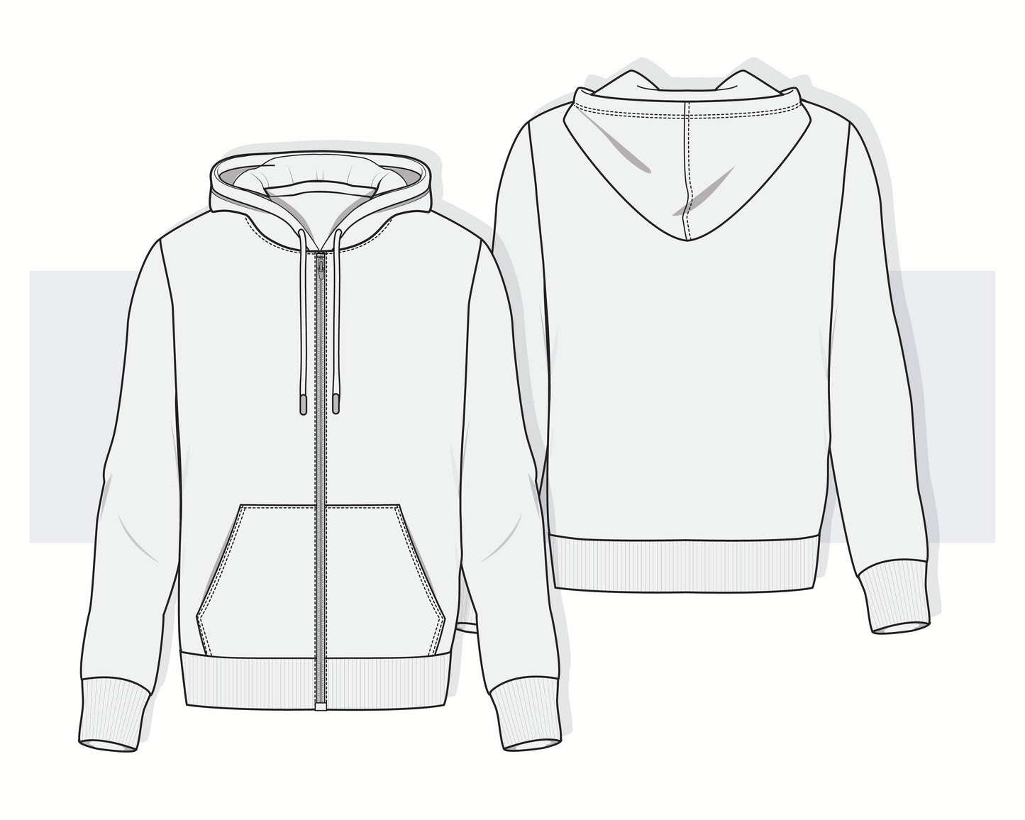 Men’s Zip-Up Hoodie Vector Template