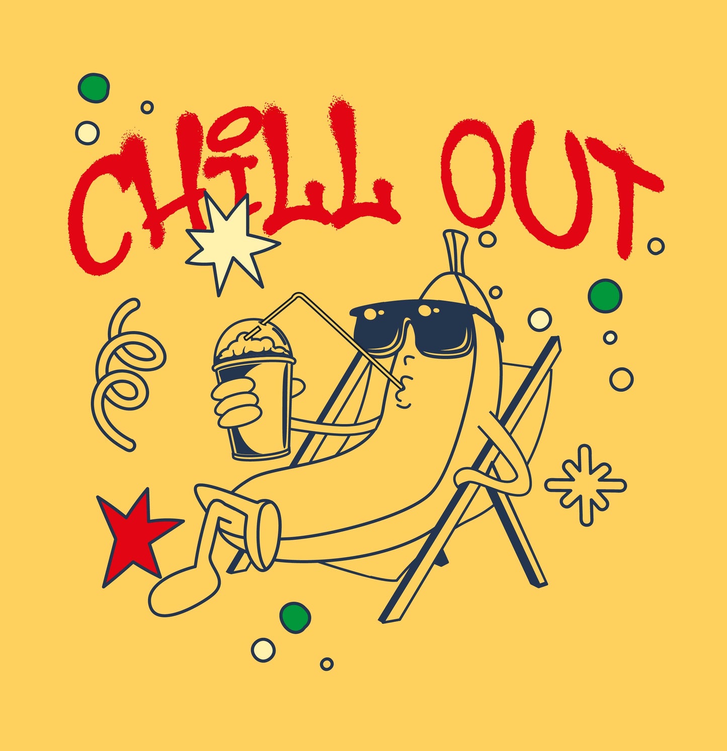 "Chilling Banana" Streetwear Graphic – Digital Illustration for Boys' Apparel