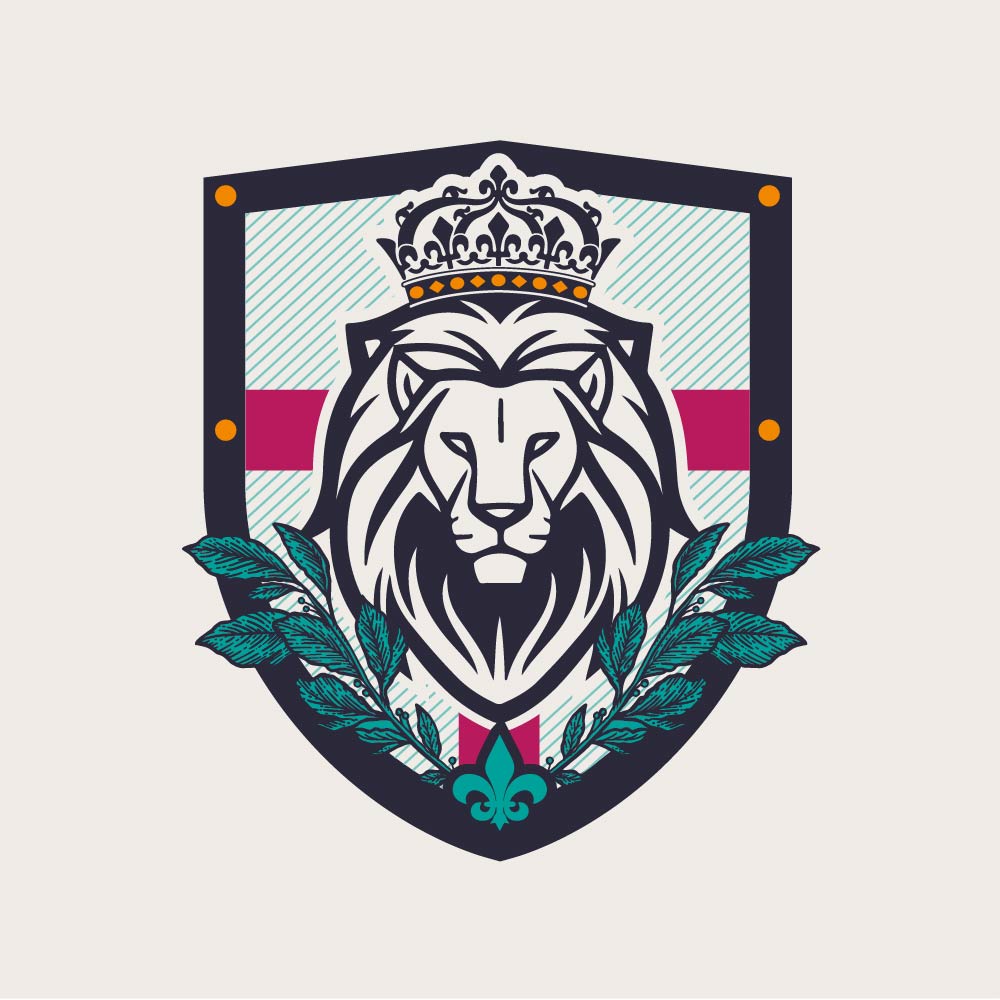 Crowned Lion Heraldic Badge Vector – Polo Embroidery Artwork Design