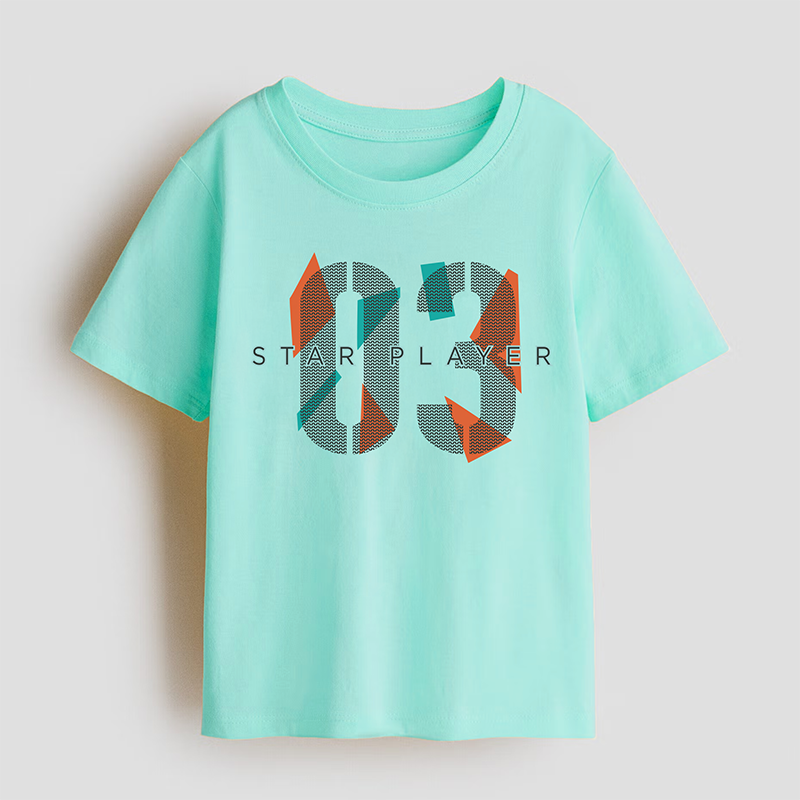 Star Player Geometric Number Prints Boys Graphic T-shirts