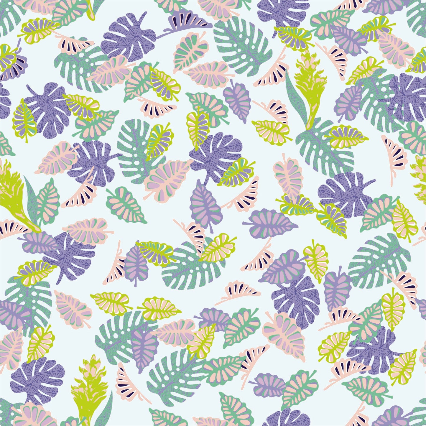 Tropical Monstera Seamless Pattern – Cute Pastel Cheese Leaf Vector for Textile & T-Shirt Print