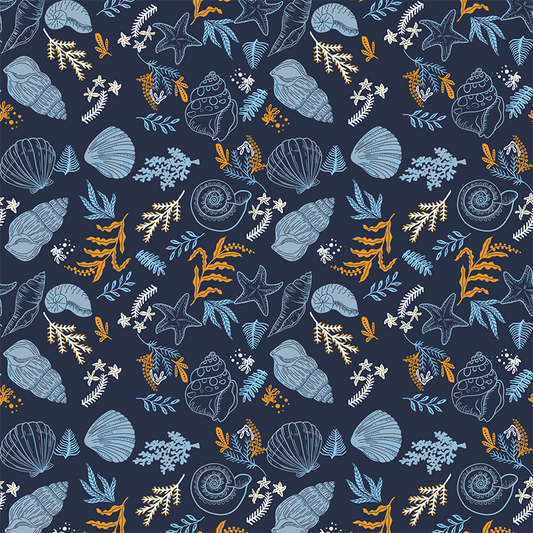 Colorful Seashell Coral Seamless Pattern | Ocean Marine Surface Print for Textile