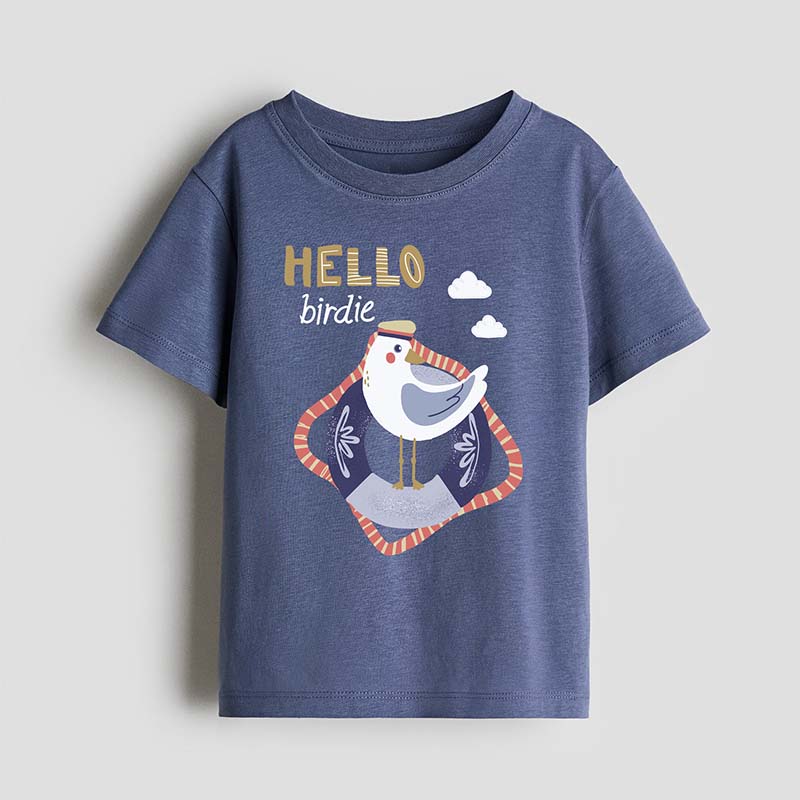 Hello Birdie Pelican Boys T-Shirt Graphic | Cute Bird Kids Digital Print Design