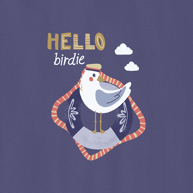 Hello Birdie Pelican Boys T-Shirt Graphic | Cute Bird Kids Digital Print Design