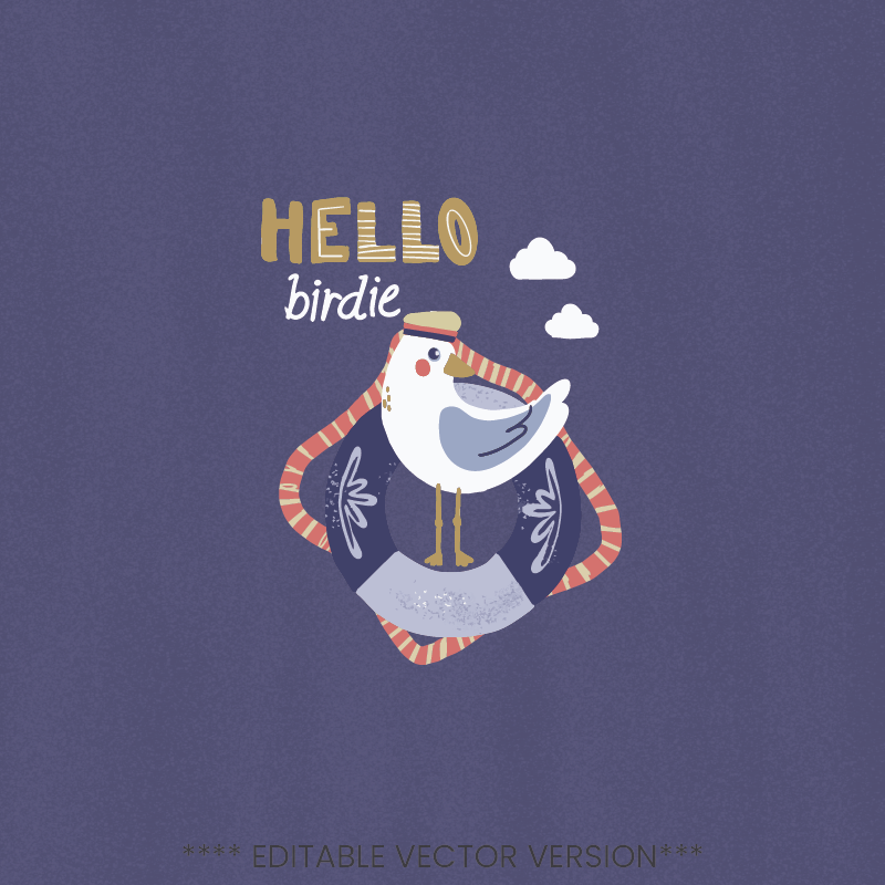 Hello Birdie Pelican Boys T-Shirt Graphic | Cute Bird Kids Digital Print Design