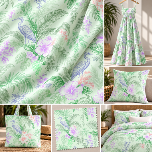 Tropical Jungle Toile Seamless Pattern Illustration multi color