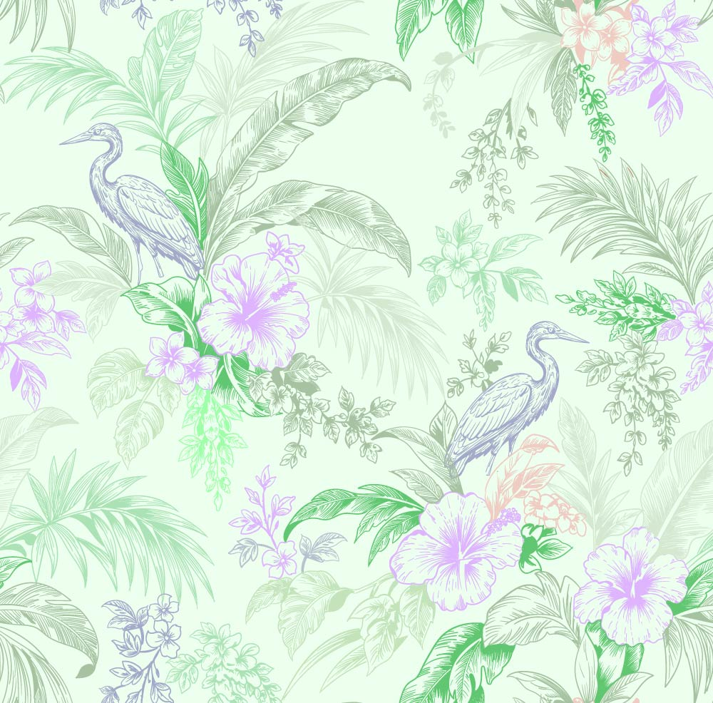 Tropical Jungle Toile Seamless Pattern Illustration multi color