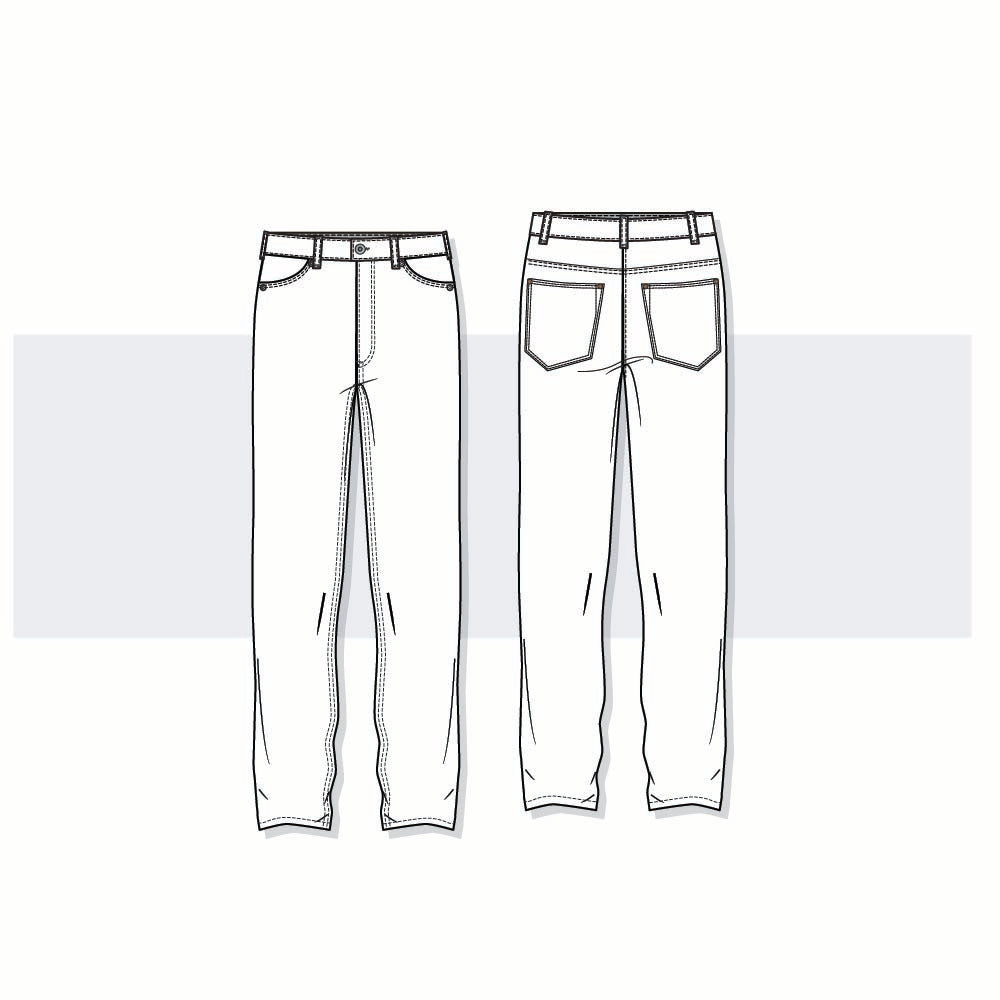 Men’s Carrot Fit Denim Jeans Fashion Flat Vector Template