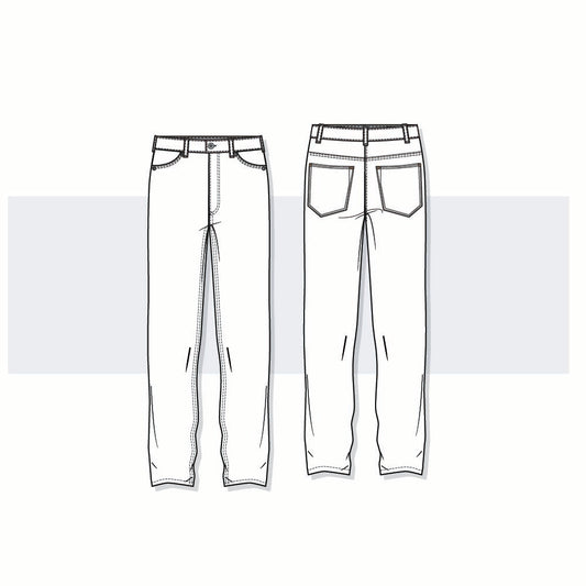 Men’s Carrot Fit Denim Jeans Fashion Flat Vector Template