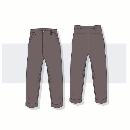 Men’s Tapered Chino Pants with Turn-Up Cuffs Fashion Flat Vector Template