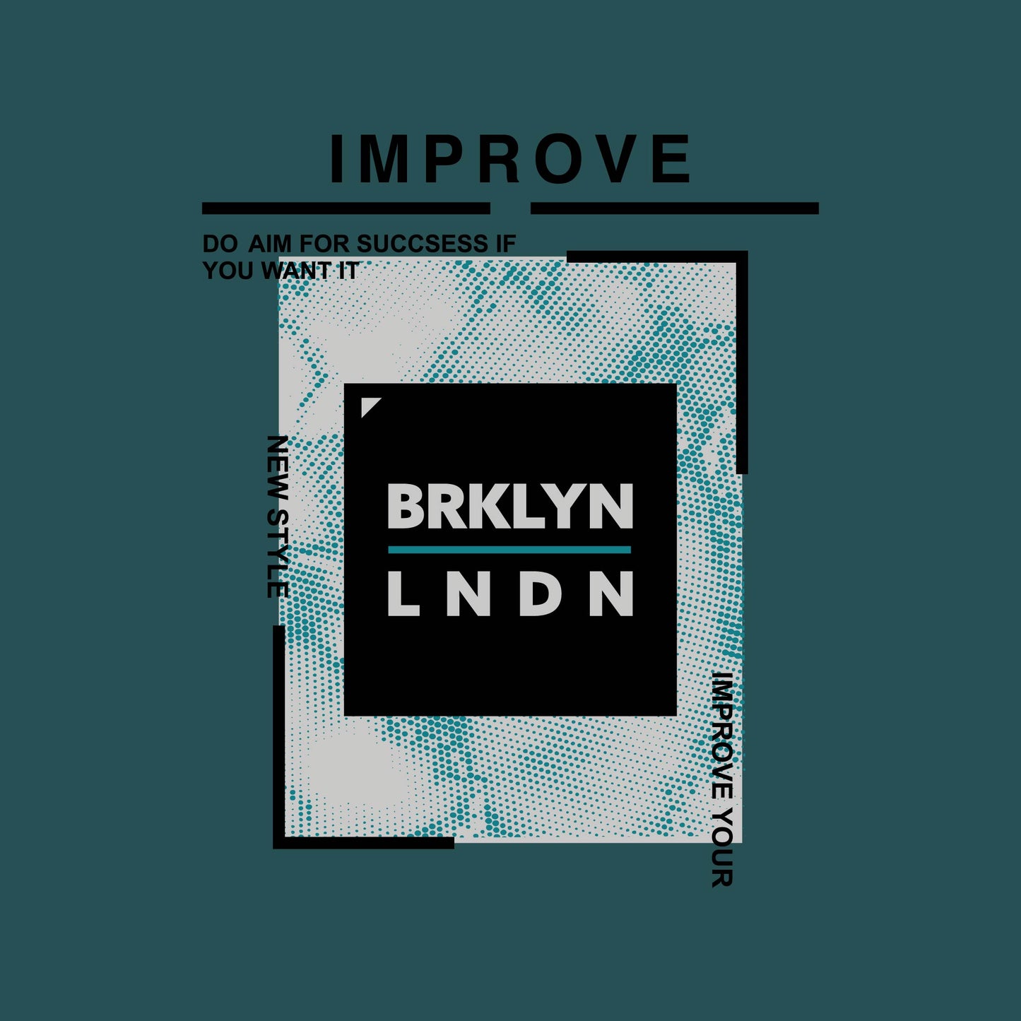 BRKLYN LNDN Halftone Vector Artwork for Men's Graphic T-shirt