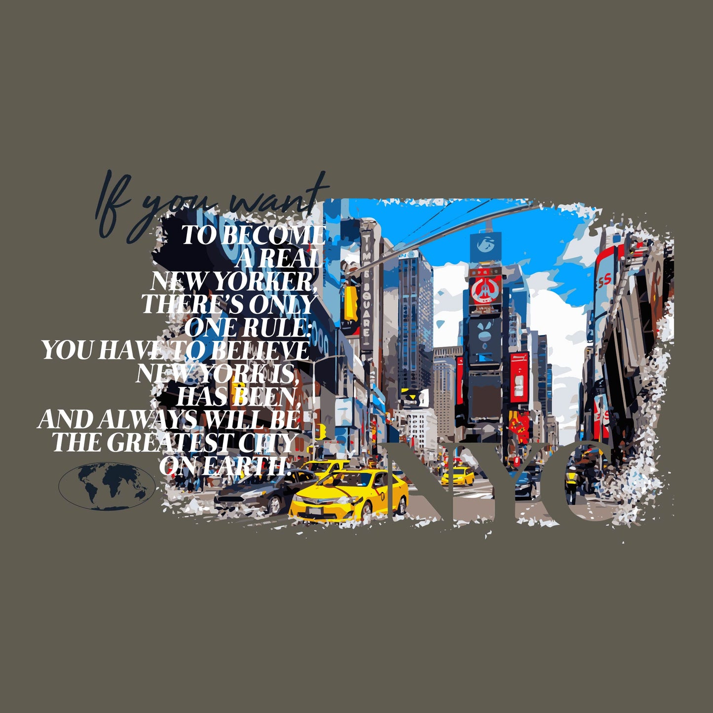 Front & Back Print NYC Streetwear Artwork Design for Men's T-shirt