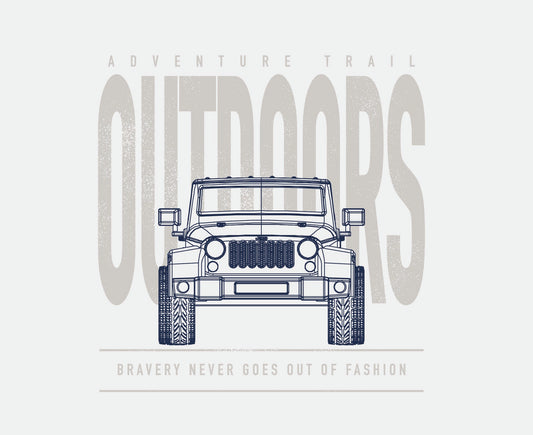 Retro Adventure Graphic – Vintage SUV Digital Illustration for Men's Apparel