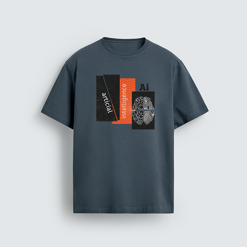 Artificial Intelligence AI Brain Graphic T-Shirt Print – Abstract Tech Typography Vector