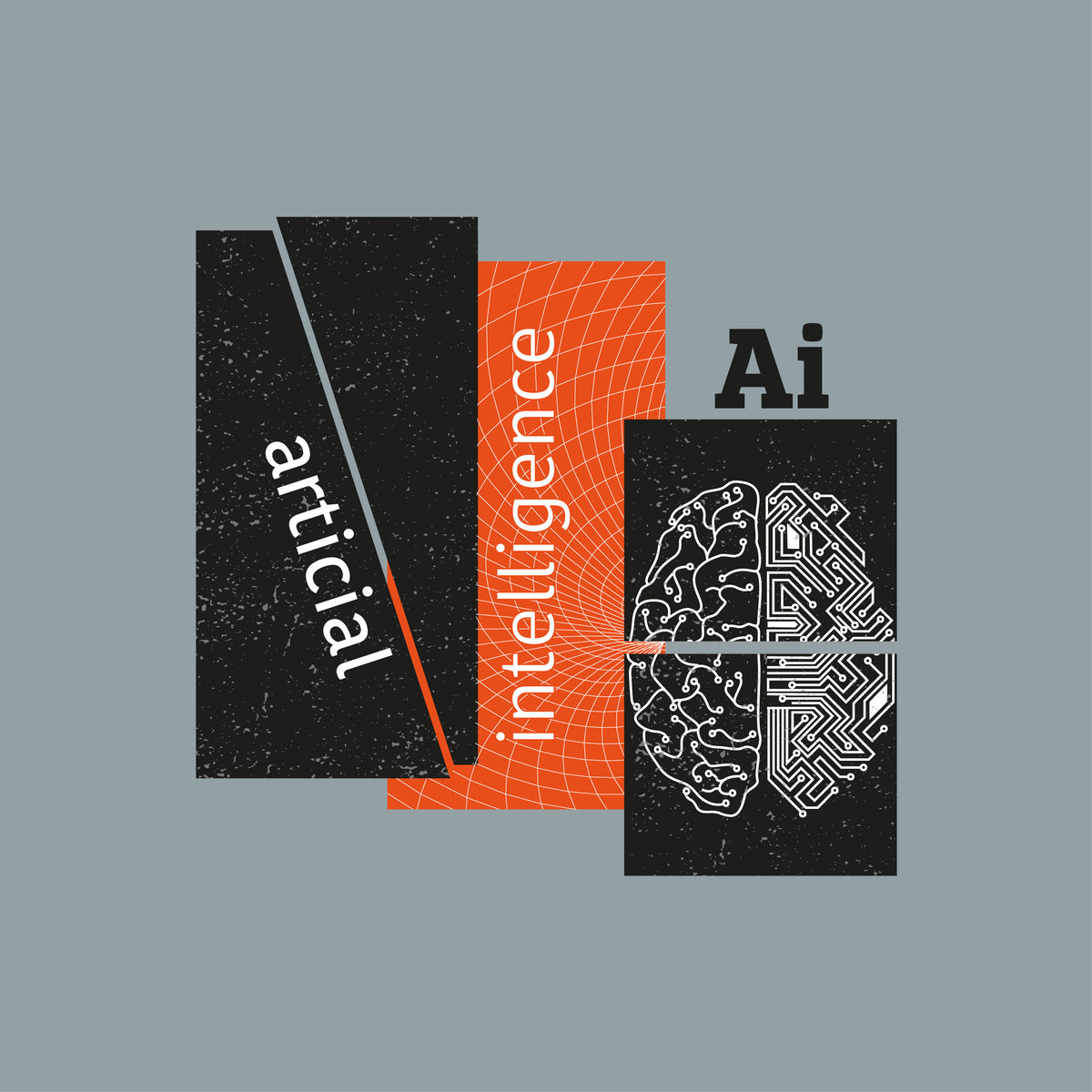 Artificial Intelligence AI Brain Graphic T-Shirt Print – Abstract Tech Typography Vector