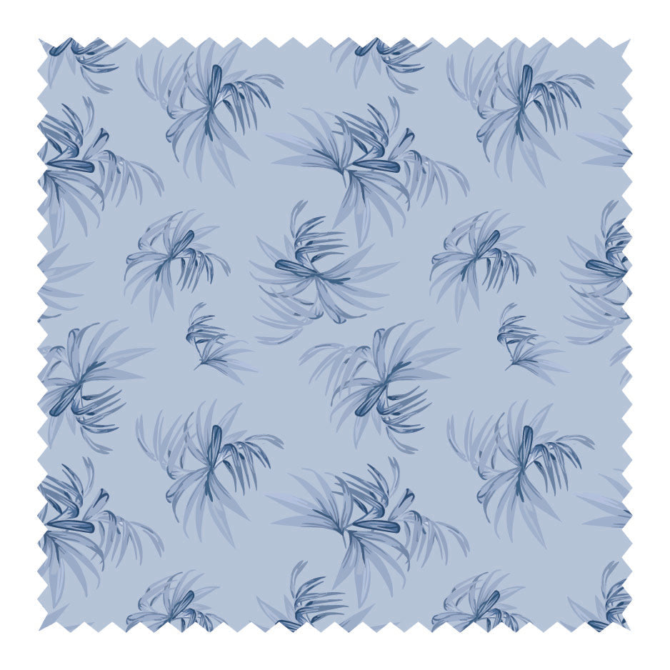 Blue Tropical Summer Leaves Seamless Pattern Digital Print