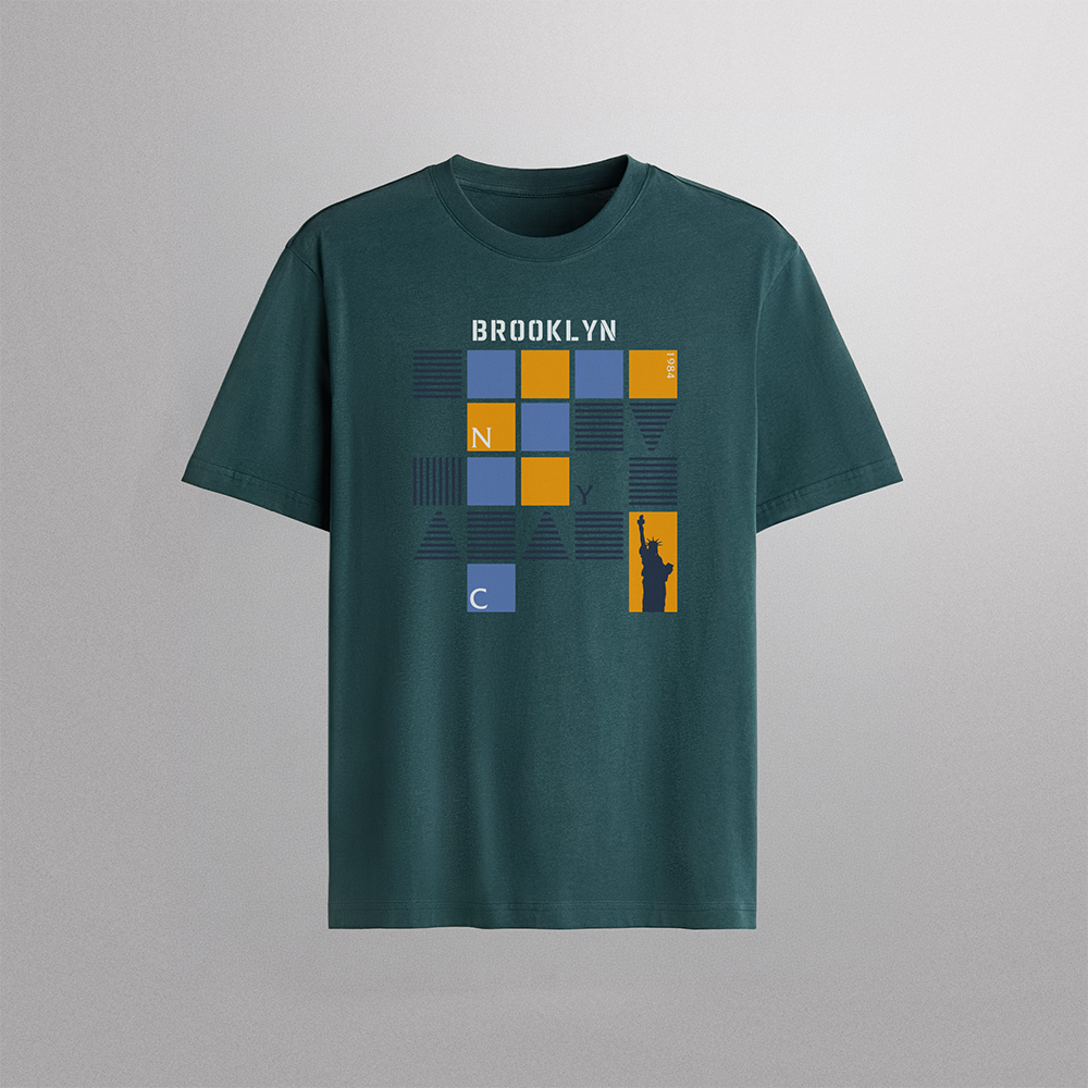 Brooklyn NYC Liberty Geometric Graphic T-Shirt Design | New York Vector Print