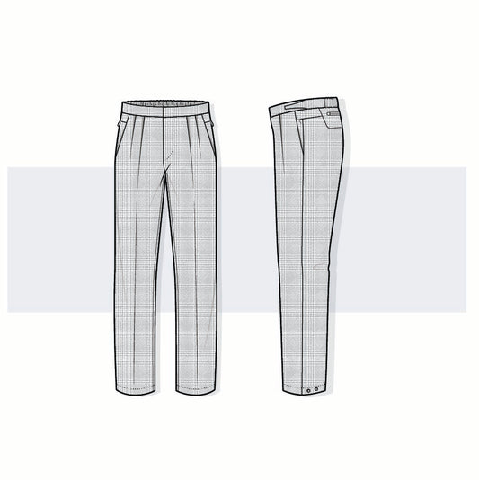 Women’s Plaid Tapered Ankle Trousers Fashion Flat Vector Template
