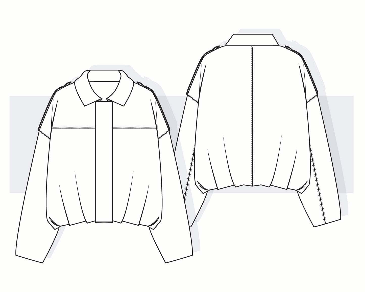 Women's Boxy Pleated Suede Jacket Vector Template
