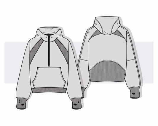 Fully Editable Half-Zip Performance Hoodie CAD