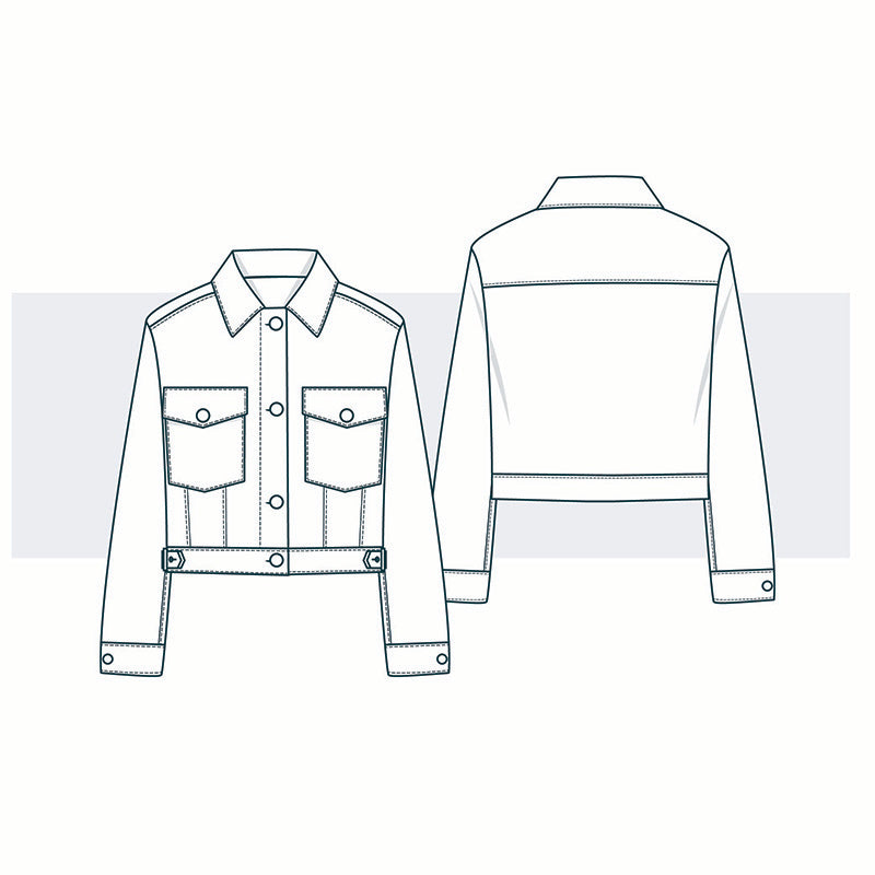 Women’s Cropped Utility Jacket Fashion Flat Vector Template