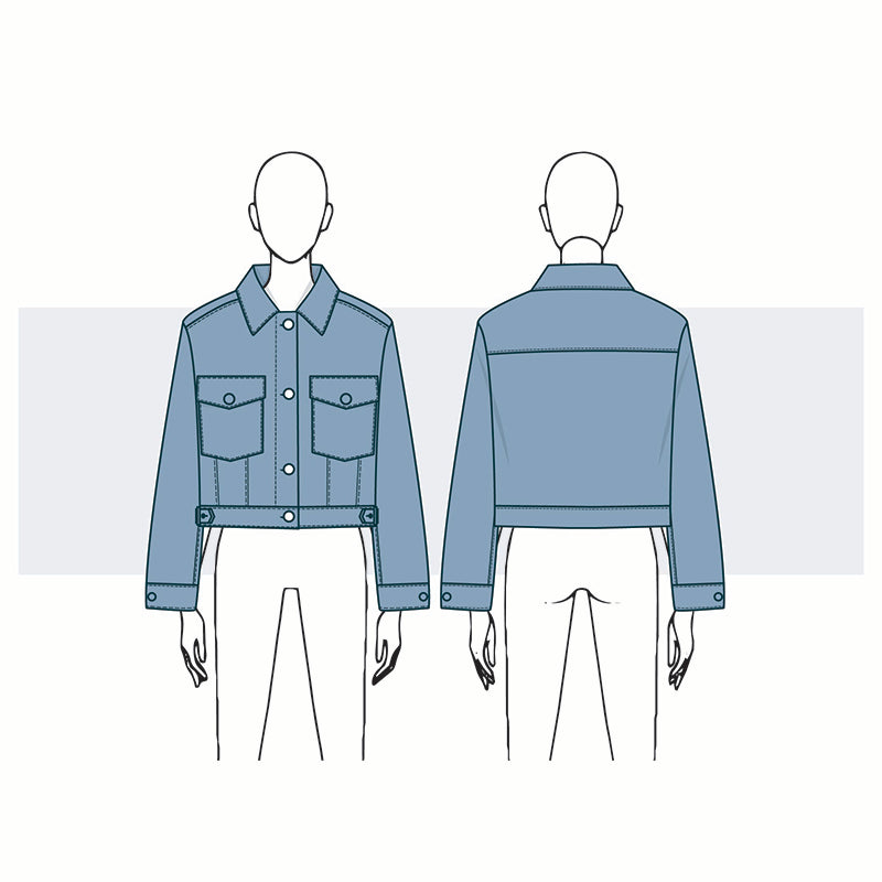 Women’s Cropped Utility Jacket Fashion Flat Vector Template