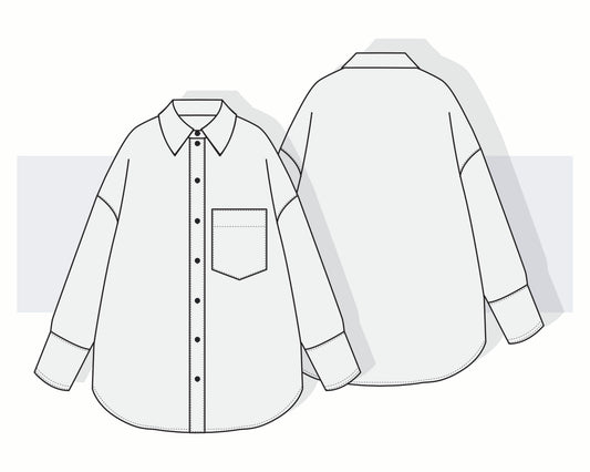 Women’s Relaxed Fit Button-Up Shirt Vector Template